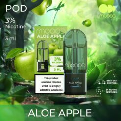 Moood Pod กลิ่น Aloe Apple : กลิ่นว่านหางจระเข้แอปเปิ้ล กลิ่นหอมสดชื่นของแอปเปิ้ลเขียวผสมว่านหางจระเข้ รสชาติที่เย็นและผ่อนคลาย