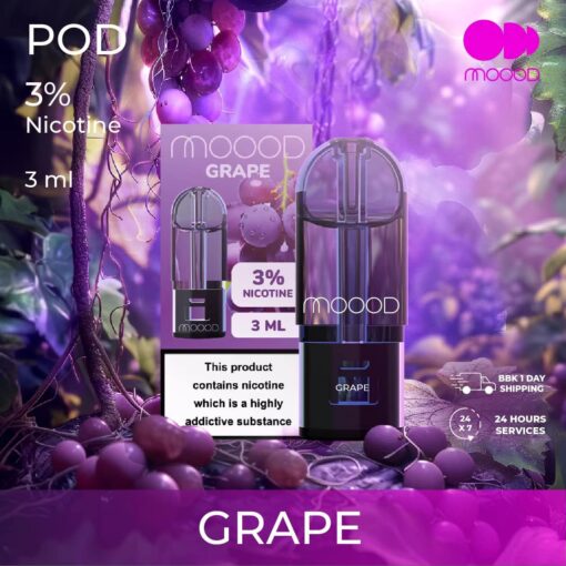 Moood Pod กลิ่น Grape : กลิ่นองุ่น หอมหวานฉ่ำเหมือนกับการกัดองุ่นสีม่วงเย็นๆ ฟินๆเต็มปากเต็มคำ