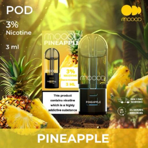 Moood Pod กลิ่น Pineapple : กลิ่นสัปปะรด หวานฉ่ำด้วยกลิ่นสัปปะรดที่หอมเข้มข้น, ให้ความรู้สึกเหมือนหน้าร้อน